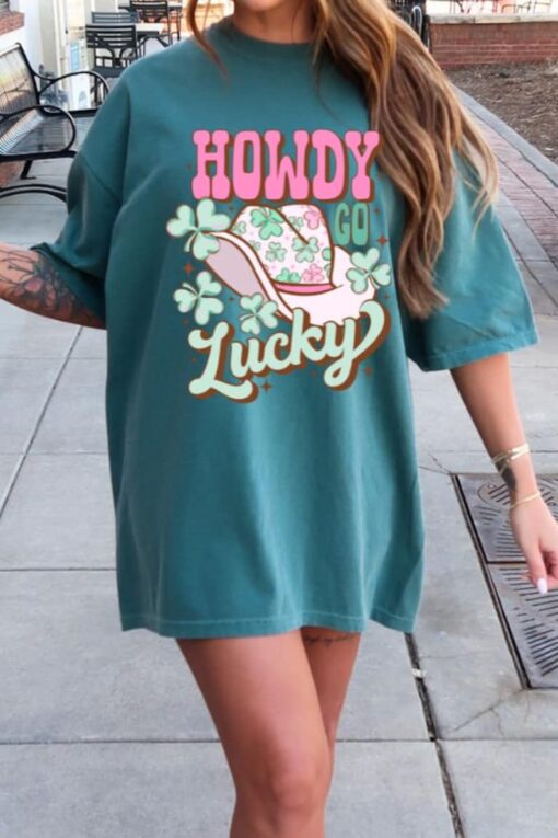 Howdy Go Lucky Comfort Colors, St Patricks Day Tshirt