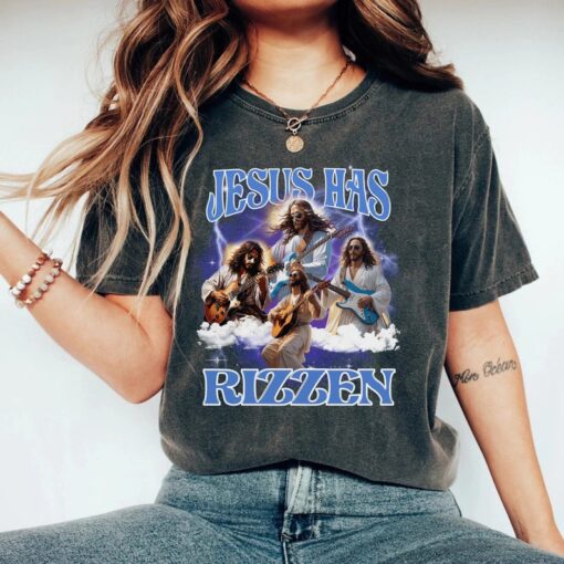 Jesus Has Rizzen Vintage Bootleg T-Shirt, Retro 90s Graphic Tee