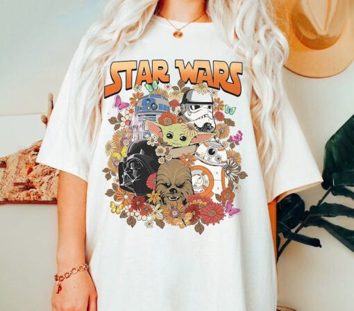 Vintage Disney Star Wars Characters Floral Shirt