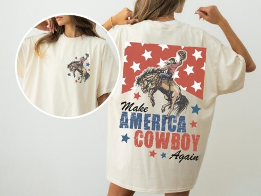 Make America Cowboy Again Shirt, Comfort Colors, Bucking Bronco