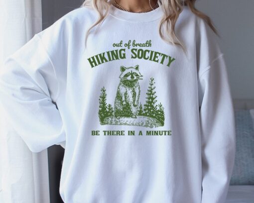 Out Of Breath Hiking Society Raccoon Retro Sweatshirt