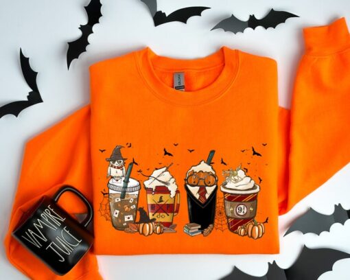 Coffee Cups Sweatshirt, Skull Coffee Cup Sweatshirt, Halloween Hoodie