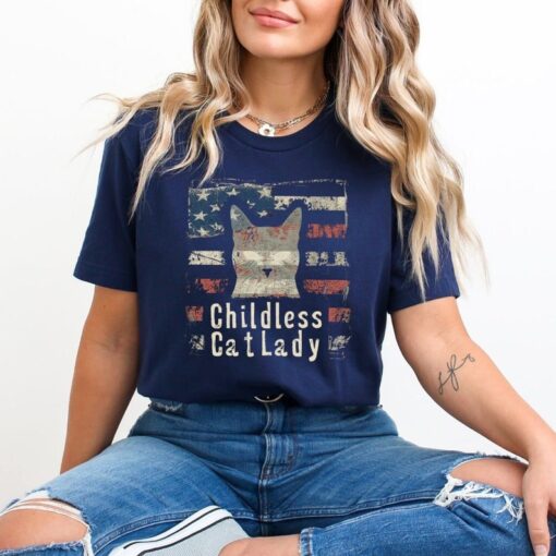 Childless Cat Lady Shirt, 2024 Election Shirt, Vote Blue Shirt