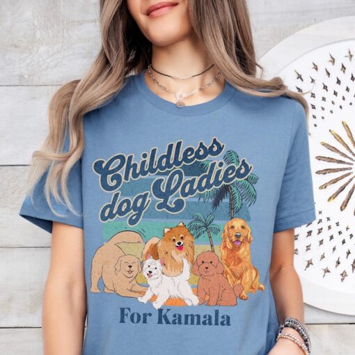 Childless Dog Lady For Kamala Harris 2024 Shirt Kamala Coconut Tree