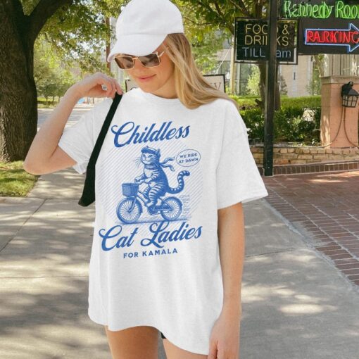 Childless Cat Lady For Kamala Harris 2024 Shirt Kamala Coconut Tree