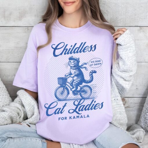 Childless Cat Lady For Kamala Harris 2024 Shirt Kamala Coconut Tree