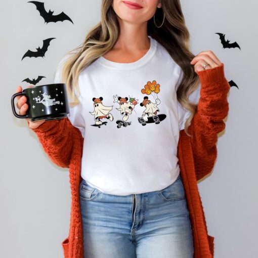 Comfort Colors Disney Halloween Mickey Ghost Skateboarding Shirt