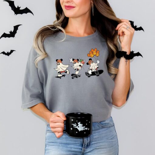 Comfort Colors Disney Halloween Mickey Ghost Skateboarding Shirt