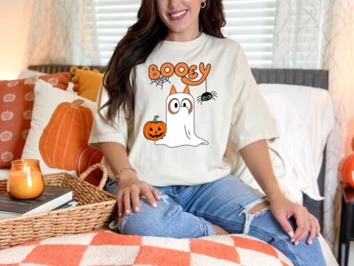 Booey Bluey Comfort Colors Halloween Shirt in Pepper and Ivory