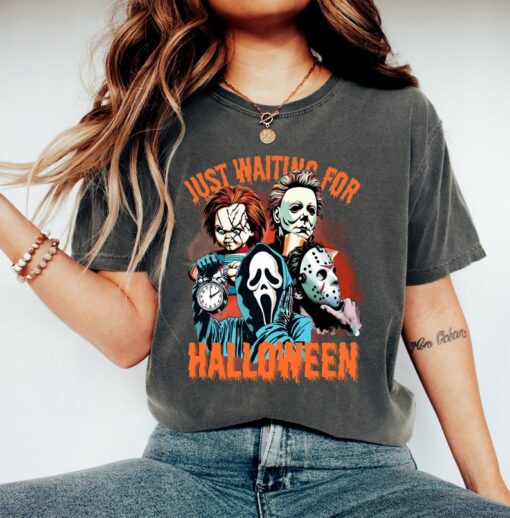 Just Waiting for Halloween Shirt, Cute Spooky Summer Halloween Shirt