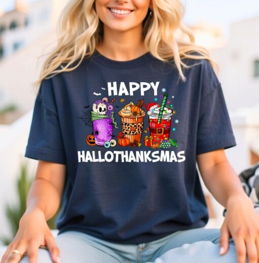 Happy HalloThanksMas Coffe Shirt, Funny Gnome Shirt