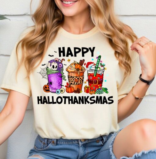 Happy HalloThanksMas Coffe Shirt, Funny Gnome Shirt