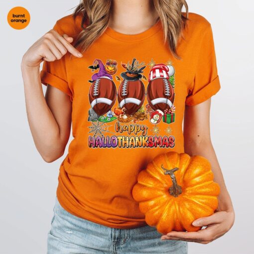 Happy Hallothanksmas Football Shirt, Football Halloween Shirt