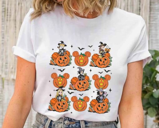 Vintage Disney Princess Pumpkin Halloween Matching Shirt