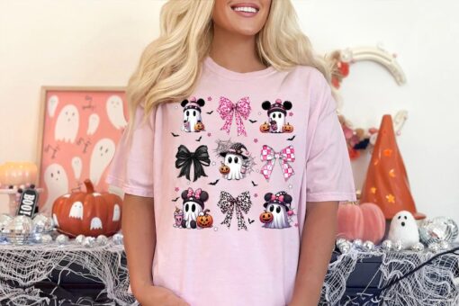 Coquette Halloween Shirt, Coquette Pink Bow Ghost Shirts