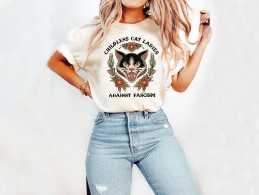 Childless Cat Ladies Against Fascism Shirt, Kamala Harris Shirt