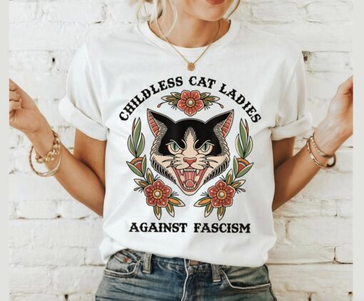 Childless Cat Ladies Against Fascism Shirt, Kamala Harris Shirt