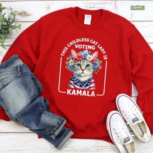 Childless Cat Lady Kamala Sweatshirt, Ladies Voting Kamala Sweatshirt