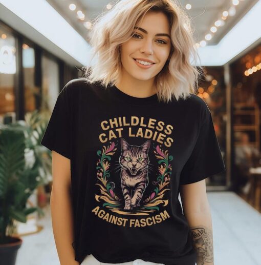 Childless cat ladies against fascism shirt ,Harris 2024 Shirt