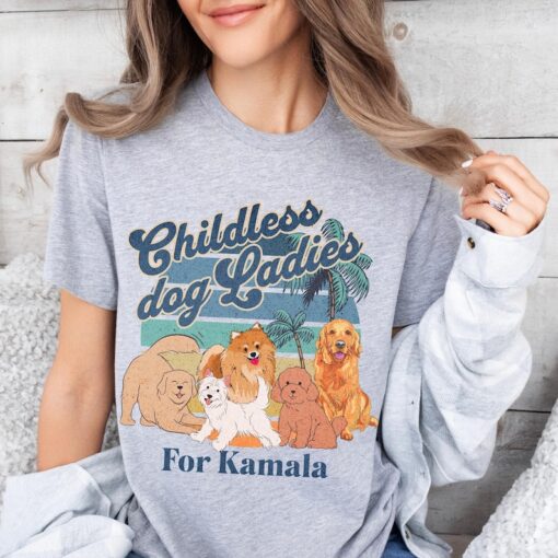 Childless Dog Lady For Kamala Harris 2024 Shirt Kamala Coconut Tree