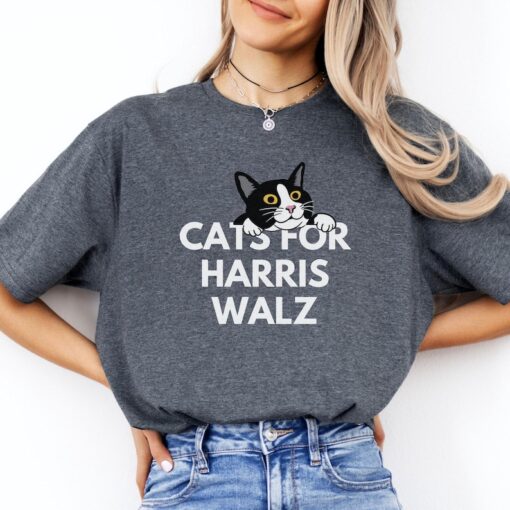 Cats for Harris Walz Progressive 2024 Election Shirt; Pro Harris 2024