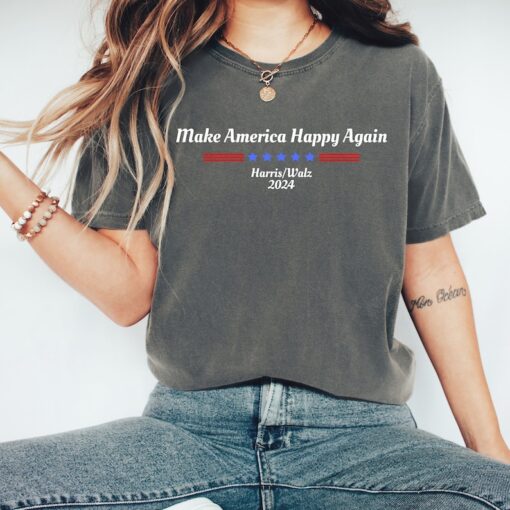 Make America Happy Again T-Shirt, Harris Walz Tshirt, Kamala Tim Shirt