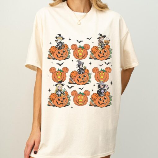 Vintage Disney Princess Pumpkin Halloween Matching Shirt