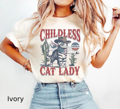 Retro Childless Cat Lady Shirt, Funny Kamala Harris Shirt