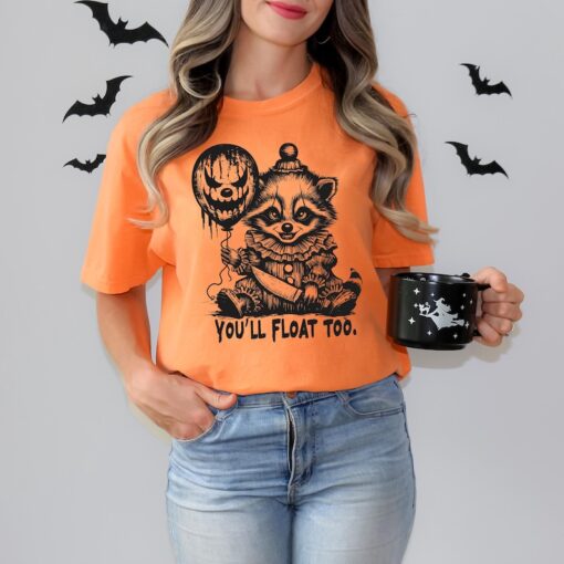 Comfort Colors You'll Float Too Horror Raccoon Halloween Shirt