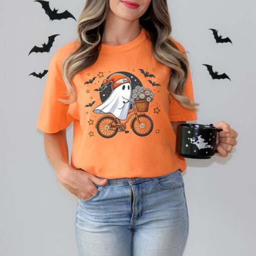 Comfort Colors® Cute Halloween Ghost Shirt, Halloween Women's Shirt