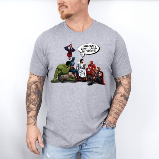 And That's How I Saved The World Jesus And Superheroes T-Shirt