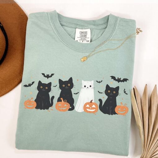 Halloween Cat Shirt, Ghost Shirt, Ghost Cat Shirt, Happy Halloween