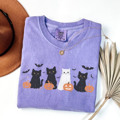 Halloween Cat Shirt, Ghost Shirt, Ghost Cat Shirt, Happy Halloween