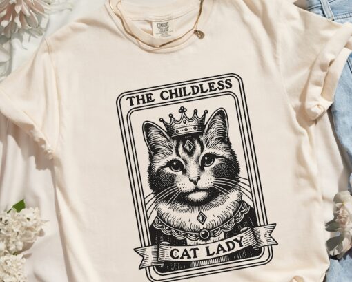 Tarot Card Shirt Childless Cat Lady for Kamala Shirt Cat Lover Gift