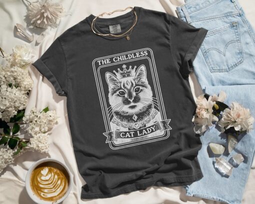 Tarot Card Shirt Childless Cat Lady for Kamala Shirt Cat Lover Gift