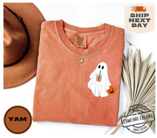 Halloween Ghost Comfort Colors®, Cute Spooky Coffee Tee