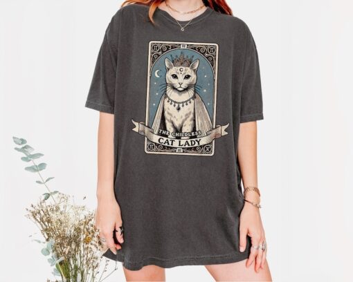 Tarot Card Shirt Childless Cat Lady Shirt Vote Kamala Tee Cat Lover