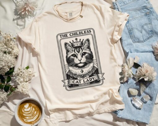 Tarot Card Shirt Childless Cat Lady for Kamala Shirt Cat Lover Gift