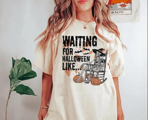 Just Waiting For Halloween, Funny Halloween Sweatshirt