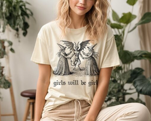 Girls Will Be Girls Witch Shirt Vintage Halloween Shirt Funny Feminist