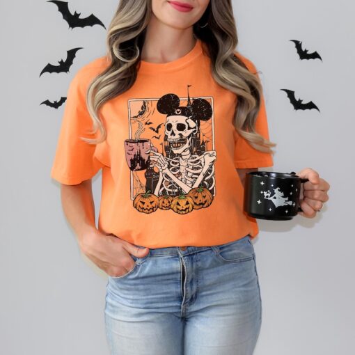 Comfort Colors® Halloween Disneyland Mickey Skeleton Coffee Shirt