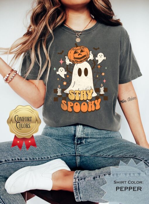 Stay Spooky Retro Vintage Comfort Colors Halloween Shirt, Fall Apparel