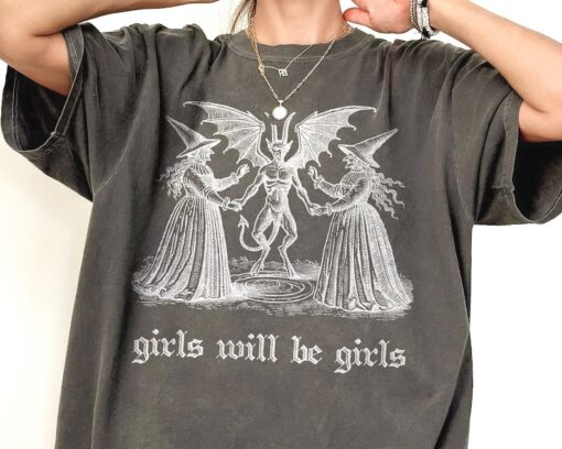 Girls Will Be Girls Witch Shirt Vintage Halloween Shirt Funny Feminist