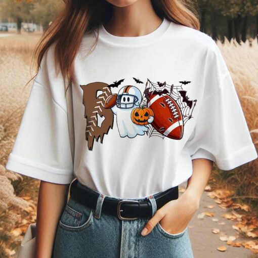 BOO Halloween Football Sweatshirt, Football Ghost Crewneck, Cute Ghost