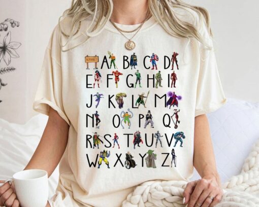 Marvel Alphabet Characters from A to Z Shirt, Disney Teacher T-shirt