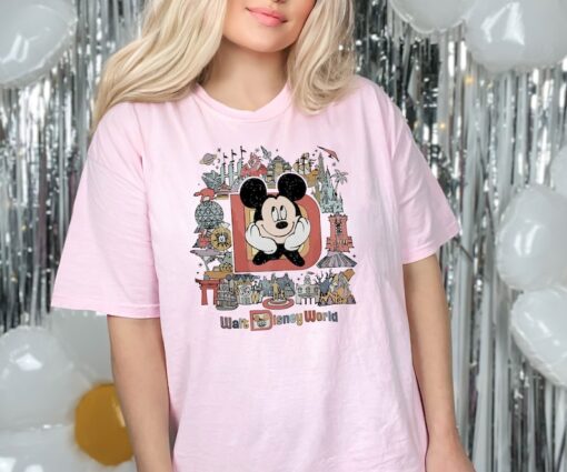 Comfort Colors® Vintage Disney World Map T-Shirt, Mickey Mouse Graphic