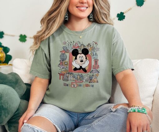 Comfort Colors® Vintage Disney World Map T-Shirt, Mickey Mouse Graphic