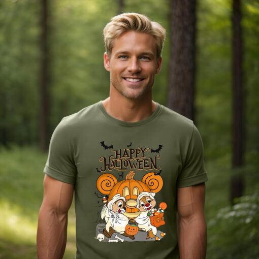 Chip And Dale Happy Halloween Shirt, Pumpkin Disney Halloween T-Shirt