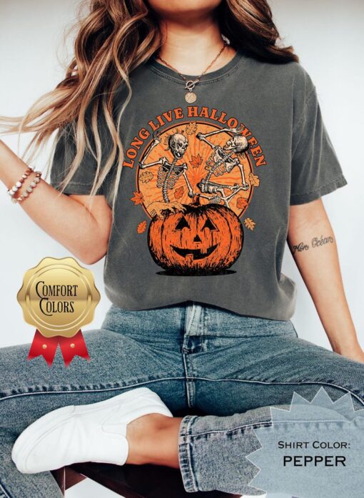 Comfort Colors® Dancing Skeleton Shirt, Retro Halloween Shirt